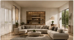 Refined lounge interior in neutral tones