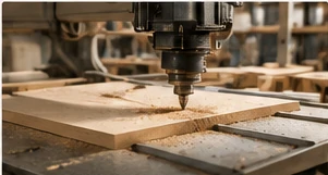 CNC router machining a furniture panel